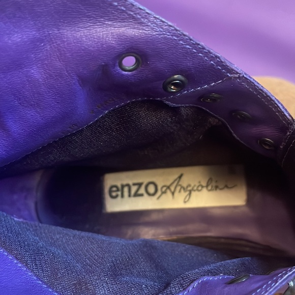 PURPLE LEATHER sz6 Prince lace up 80s 90s ankle boots flat soft almond toe - Picture 4 of 7